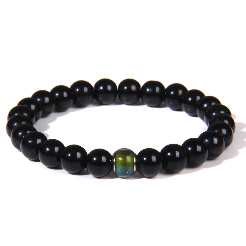 Color Change Mood Beads Bracelet Natural Stone Beads Bracelets for Women Men Emotion Feeling Temperature Charm Bracelet Jewelry
