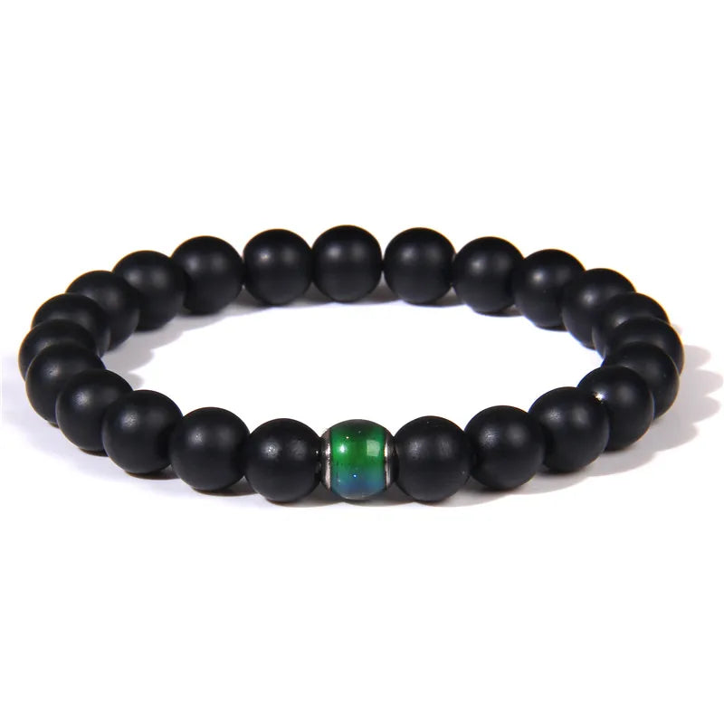 Color Change Mood Beads Bracelet Natural Stone Beads Bracelets for Women Men Emotion Feeling Temperature Charm Bracelet Jewelry